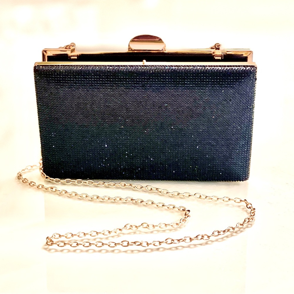 Navy Rhinestone Evening Purse - Picture 2 of 4
